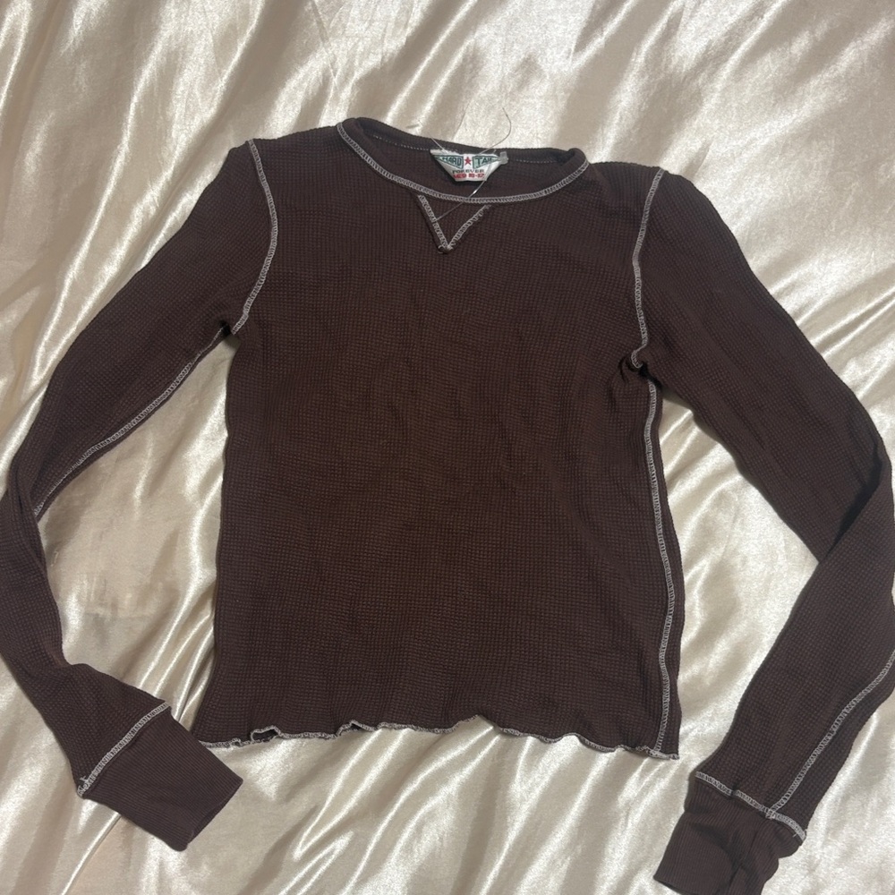 Hard Tail Brown Long Sleeve Crop Top